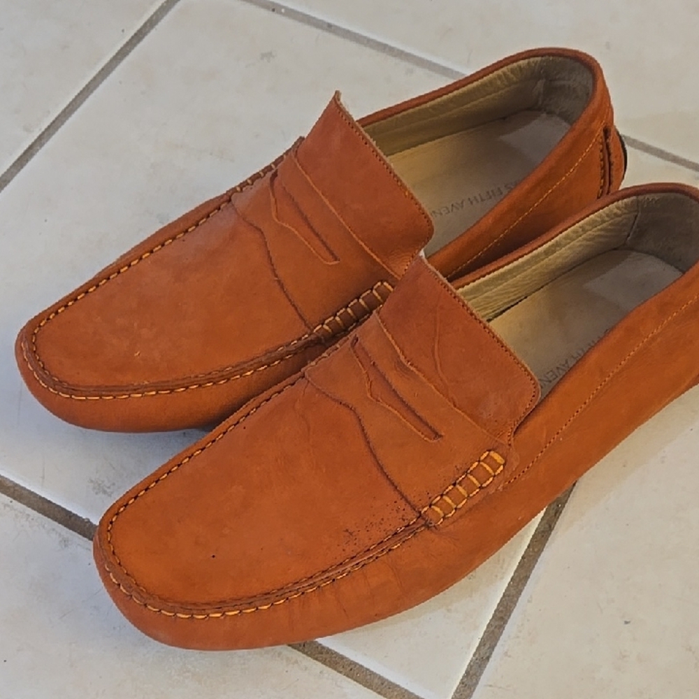Saks 5th Ave Men's Suede Penny Loafers in Burnt Orange